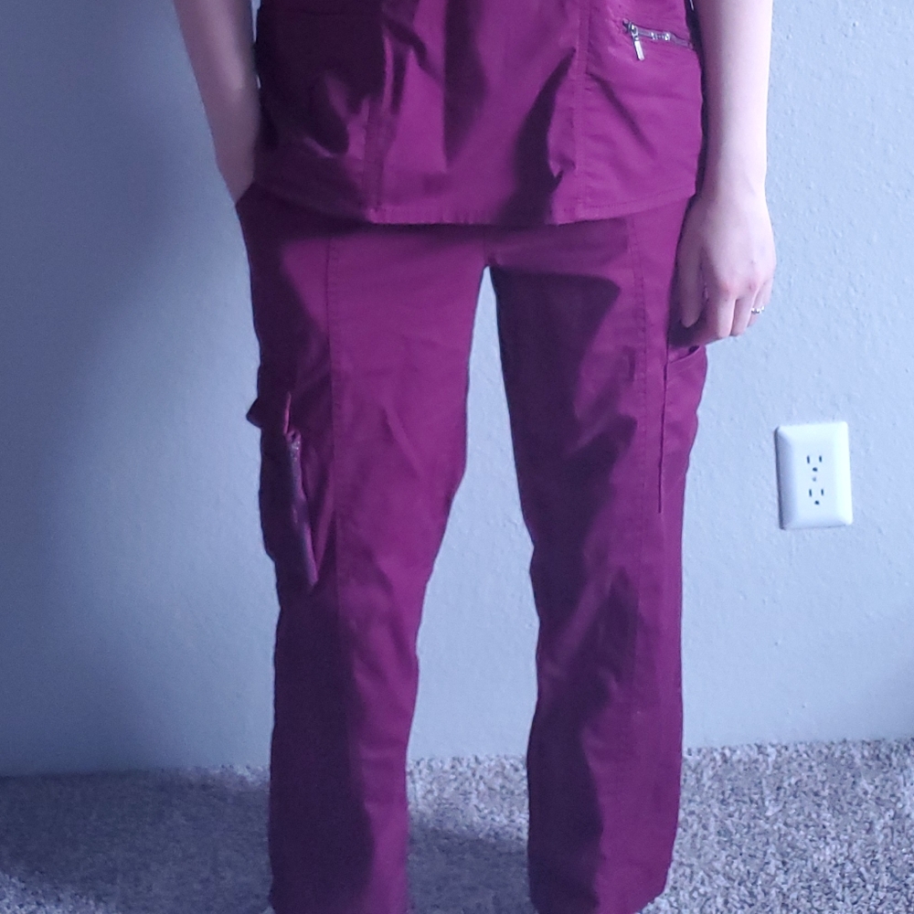 Maroon Blaire 9 Pocket Utility Scrub Pants